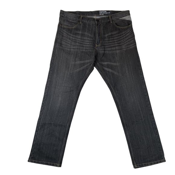 Sean John Clayton Jeans Mens 41X32 Charcoal Fade Slim Straight Fit Flaps Street - Picture 2 of 13